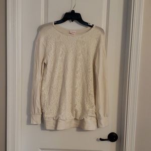 Cream Maternity Sweater with Lace Detail - S